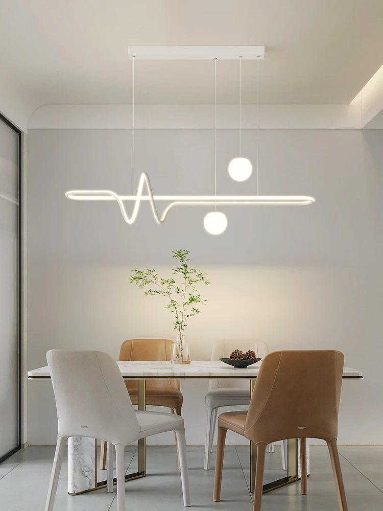 

Dining room chandelier minimalist art wave word irregular dining table extremely simple long strip office chandelier