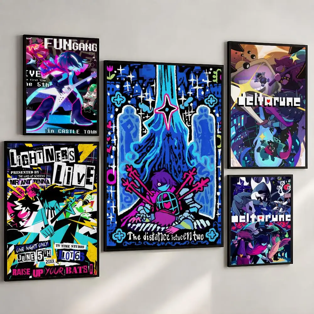 Game Undertale Indie RPG Pixel Poster PP Wall Art Print Removable Water-Resistant Home Decor for Bedroom Apartment Gift