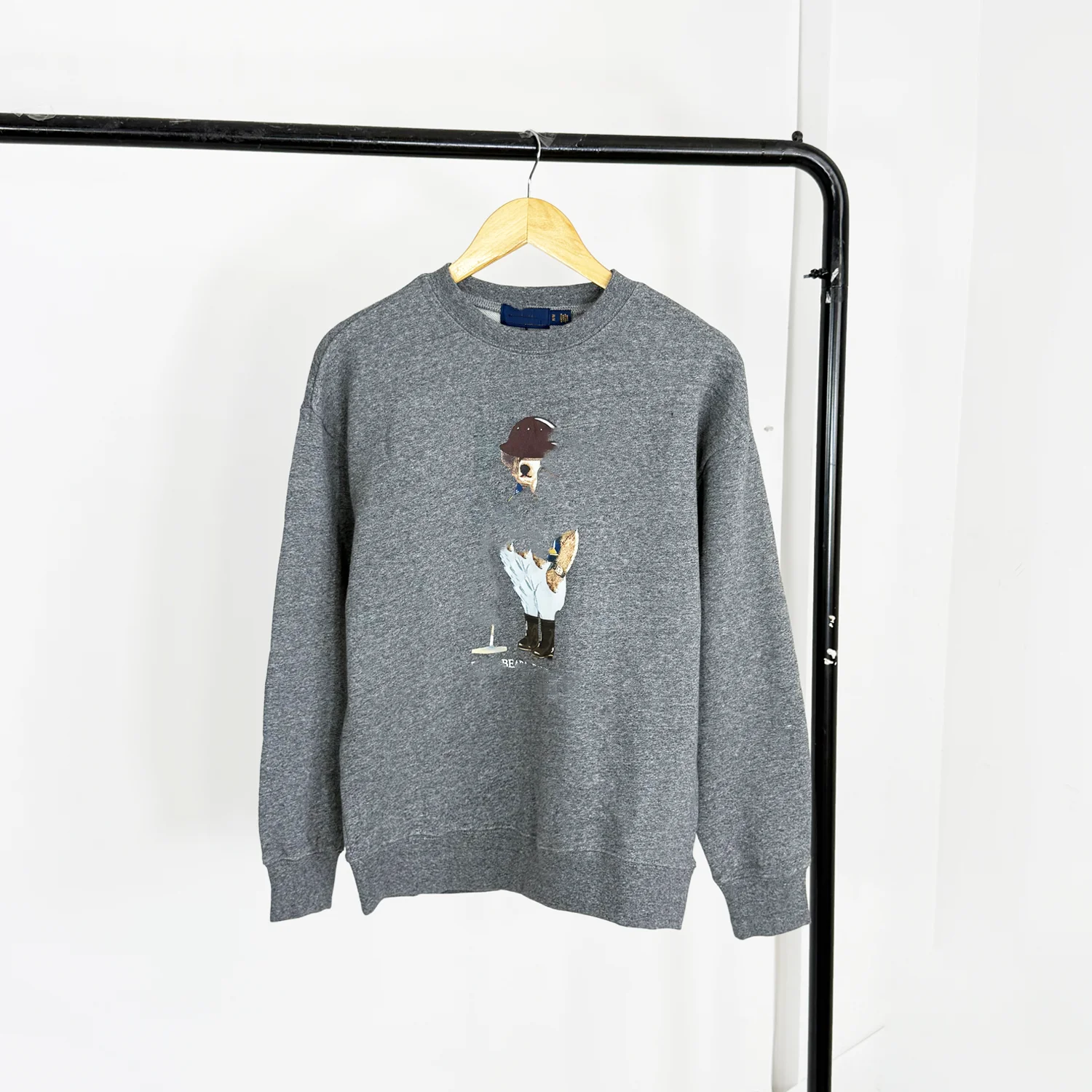 

ex Cotton Hoodie Sweatirt round Ne Long Sve Anti-Pilling Cartoon Print Loose Fit High Weight Fce Sweatirt