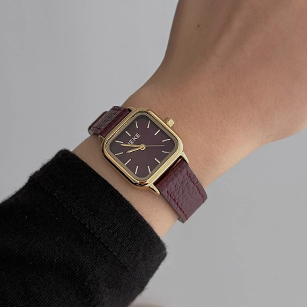 Fashion temperament minimalist luxury square dial with red belt with quartz women's watch