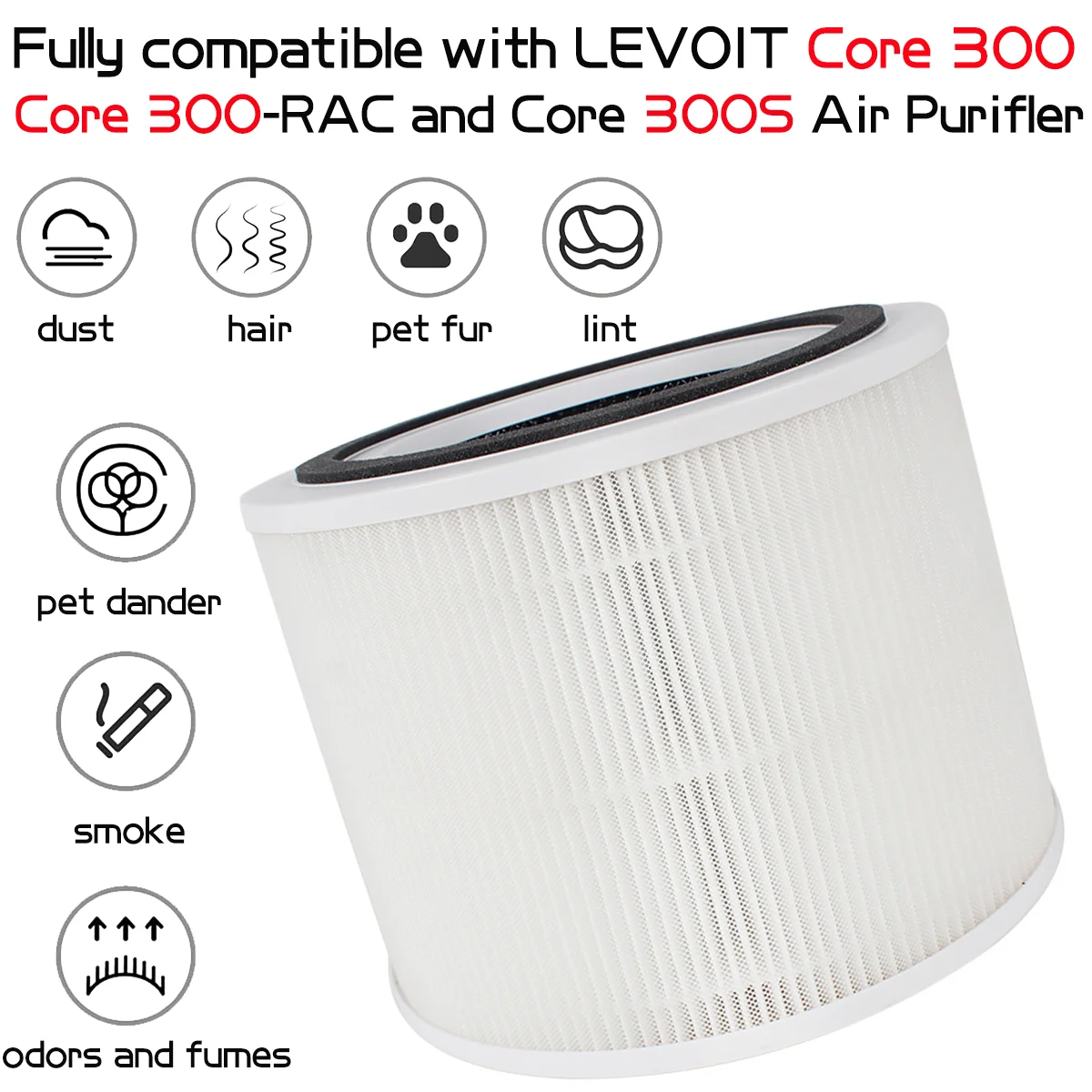 Suitable for LEVOIT Core 300 air purifier three in one H13 level True HEPA high-efficiency air filter toxin absorber replacement