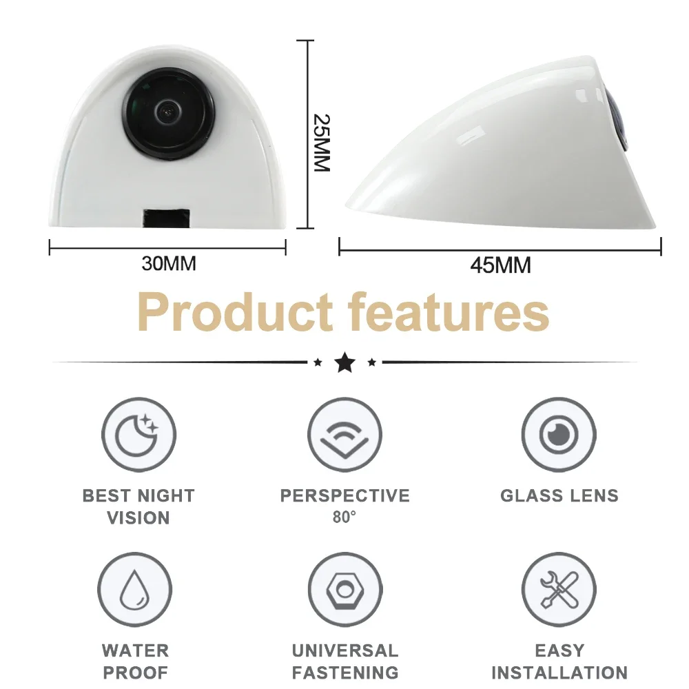 Carsanbo Car Side View Camera 3M Sticker Installation Night Vision HD Side View Blind Spot Parking Left and Right Camera 3 Color