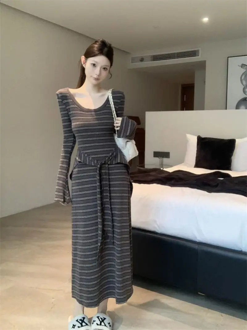 

Платья женские с рюшами осень-зима художественная эстетика абстрактный дизайн детали индивидуальные Bornladies Ins поездки на работу