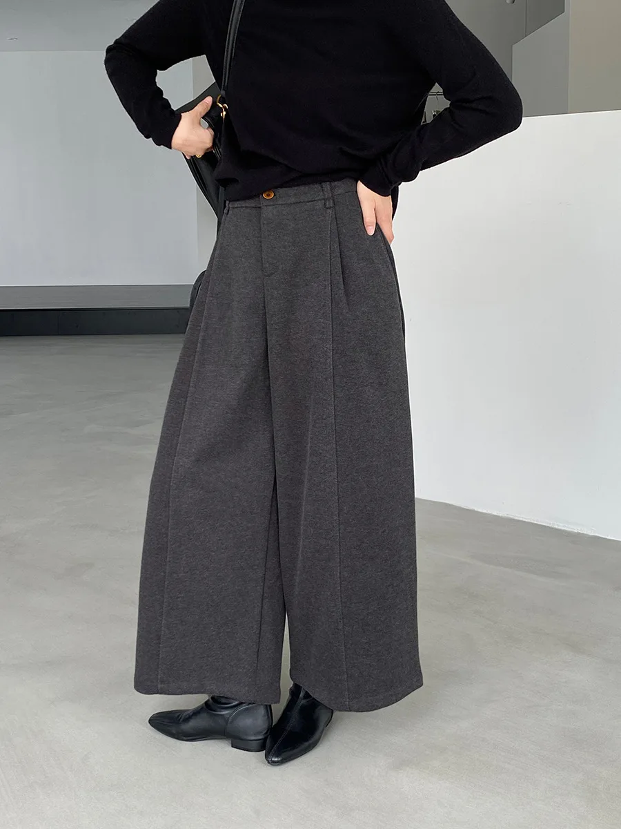 LIMO 2025 Pleated Wide Leg Pants for Women High Waisted Cotton Blend Trousers Casual Fall Winter Office Daily Wear Travel Pants