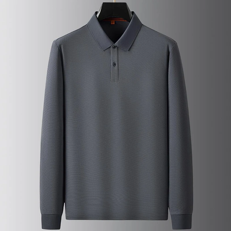 8XL 7XL 6XL 2024 New Autumn Business Casual Shirts For Men Tops High End Luxury Mens Polo Shirt Long Sleeve Loose T-shirts Homme