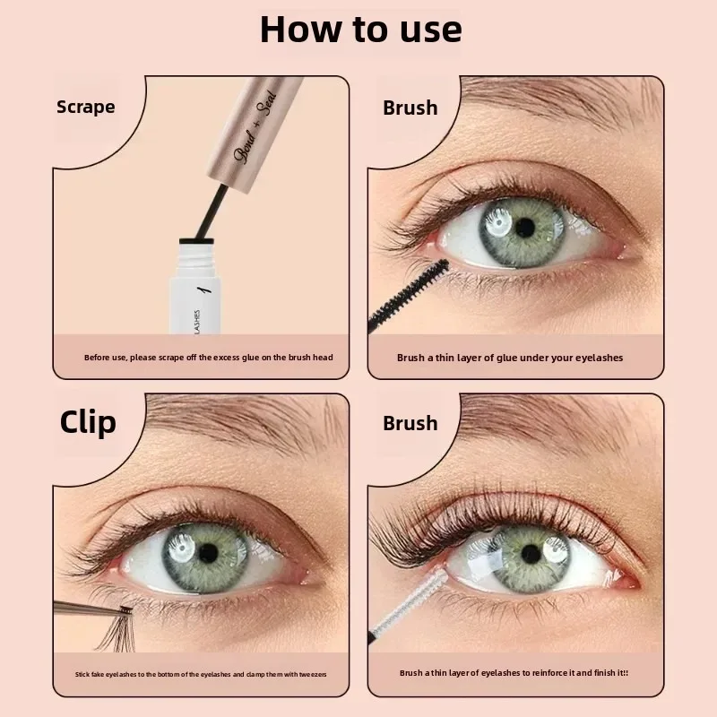 Colla per ciglia finte a doppia estremità Impermeabile ad asciugatura rapida Super appiccicosa Set per styling a lunga durata Pennello per ciglia senza sbavature