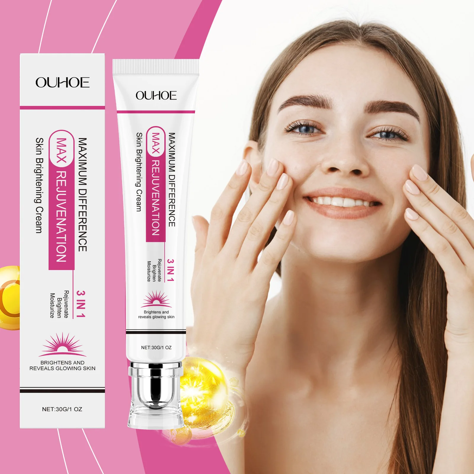 

OUHOE Brightening Cream Gentle Hydrating Moisturizing Facial Skin Brightening Fading Fine Line Moisturizing Cream Even Skin Tone