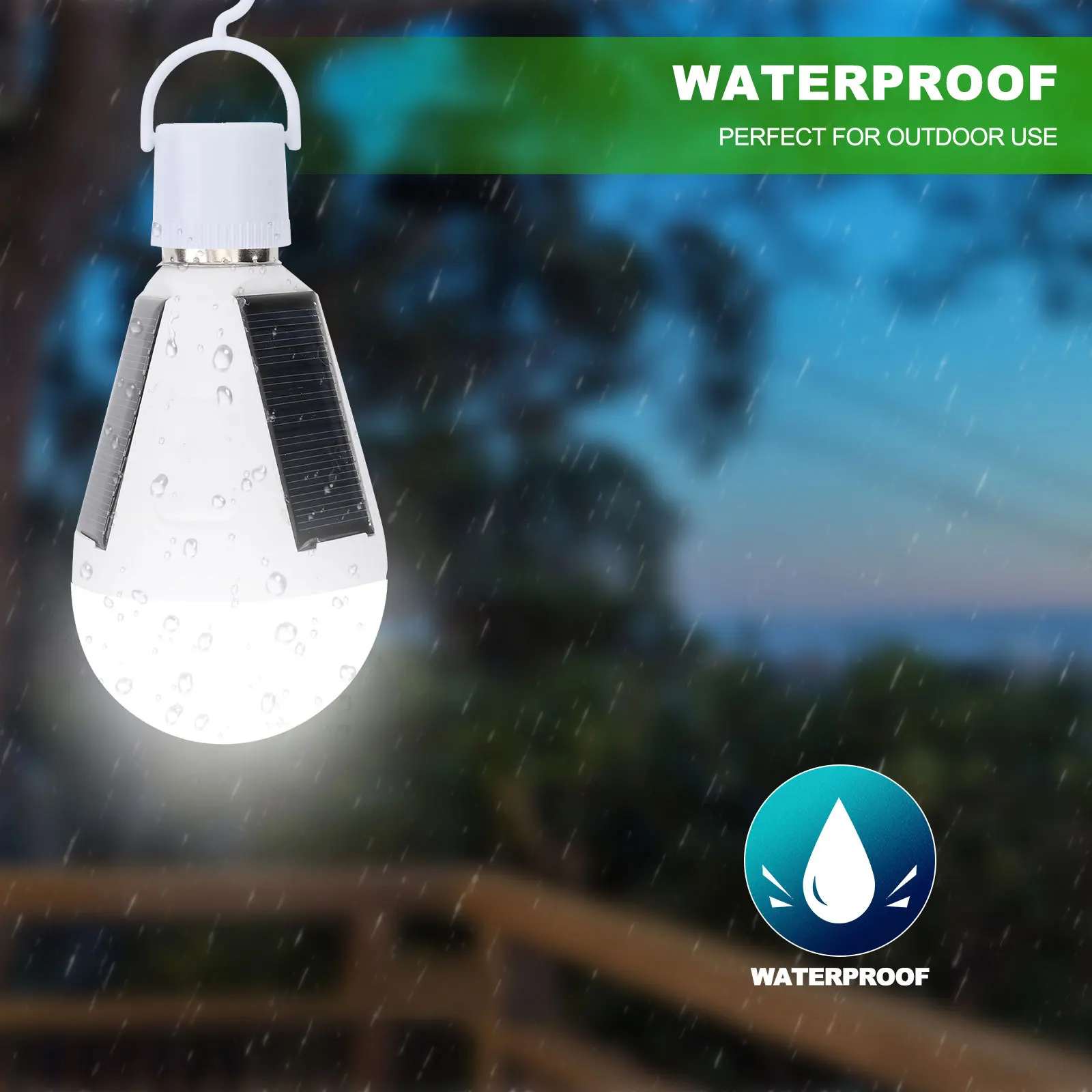 2 قطعة لمبة ضوء الطوارئ الشمسية E27 7 واط LED مع هوك في الهواء الطلق داخلي التخييم حديقة أضواء تعمل بالطاقة الشمسية ضوء الطوارئ #1