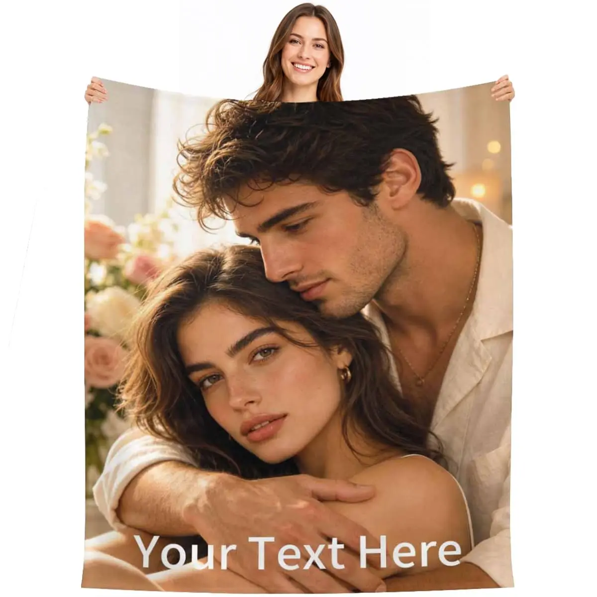 Personalized Picture Blankets Customized Blankets with Photos, Custom Couple Throw Blanket for Family Girlfriend Boyfriend