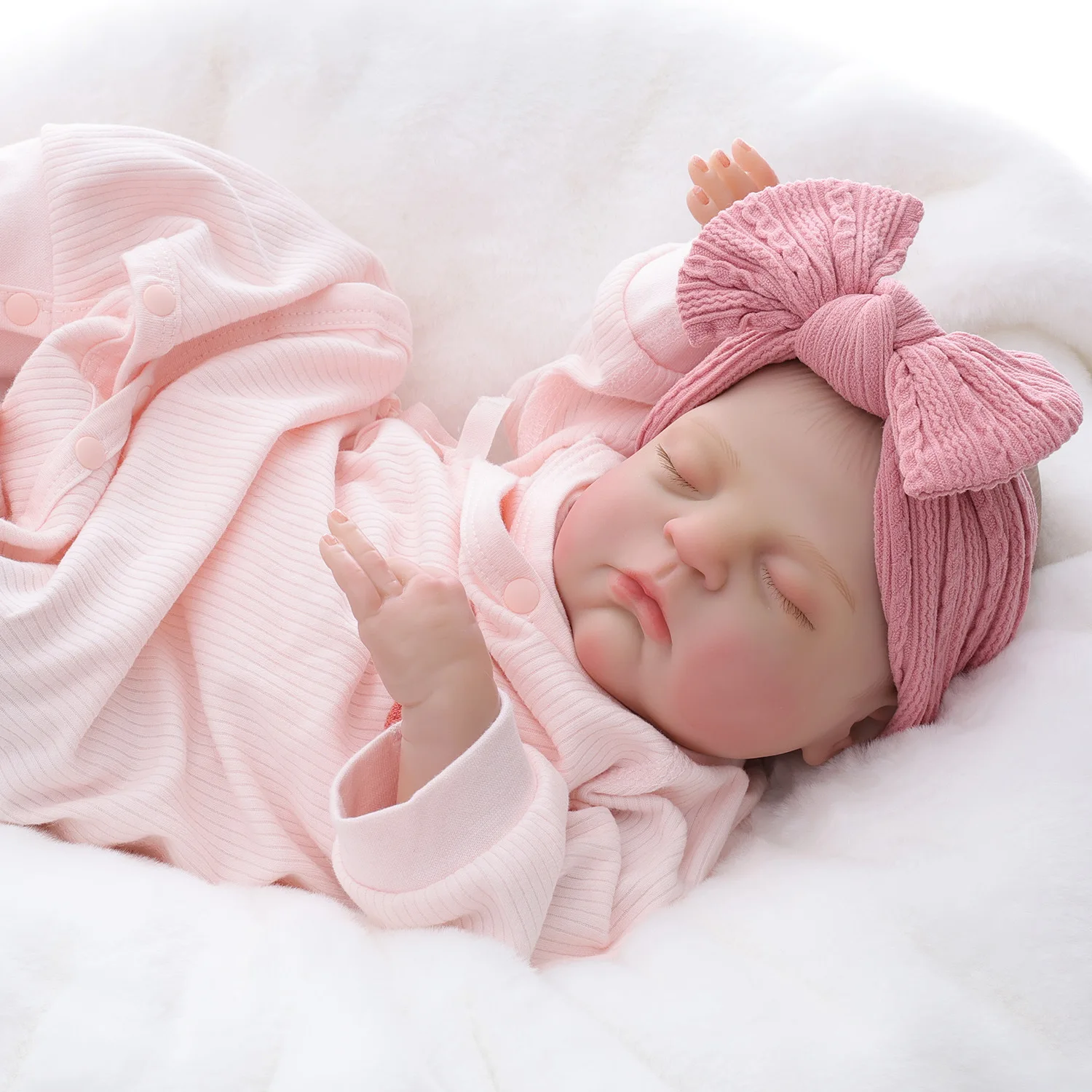 18 Inch Soft Vinyl Reborn Baby Doll Realistic Newborn Figure Dress Up Toy Companion Educational Play Gift