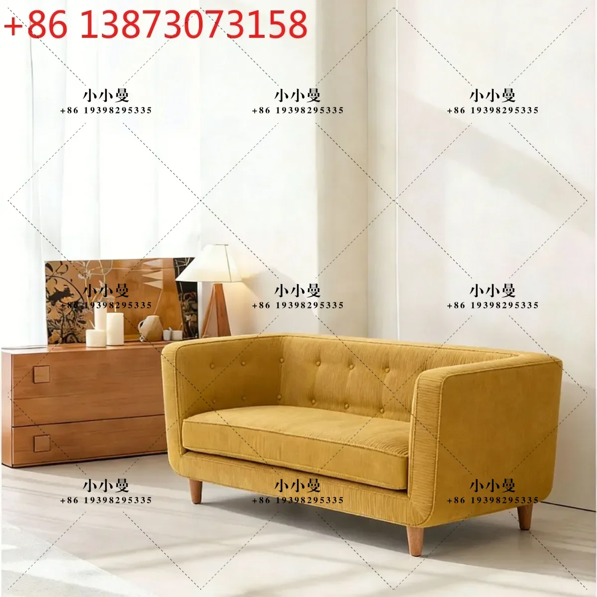 Fabric double sofa living room simple modern rental house double lazy sofa apartment