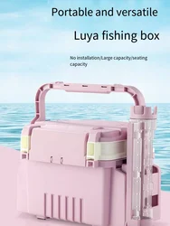 HAUTTON Pink Transparent Seatable Multi-Layer Fishing Tackle Boxes, Large Capacity Insert Slot, 7L, Outdoor Sea,PP