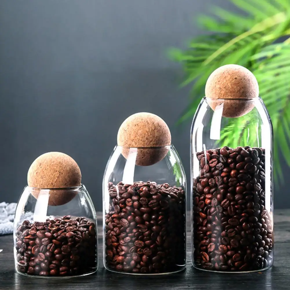 Practical Storage Bottle Waterproof Food Jar Sealed Cork Stopper Bean Sugar Glass Jar  Durable