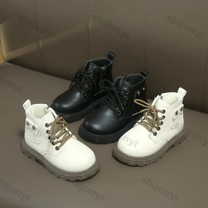

Children's Soft Sole Leather Girls Boots Summer Fashion Non Slip Short Boots Lightweight Comfortable Casual Kids Shoes