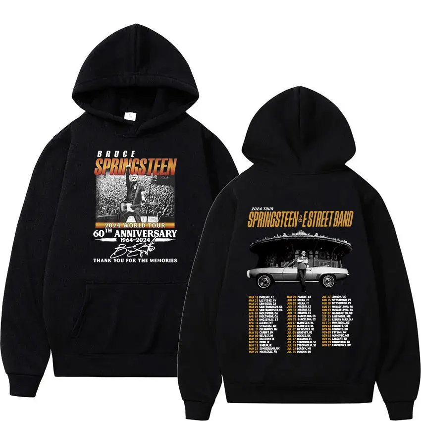 2024 Bruce Springsteen And E Street 2024 Tour Hoodie Man's Rock Hip Hop Trend Pullover Sweatshirt Vintage Oversized Hooded Stree