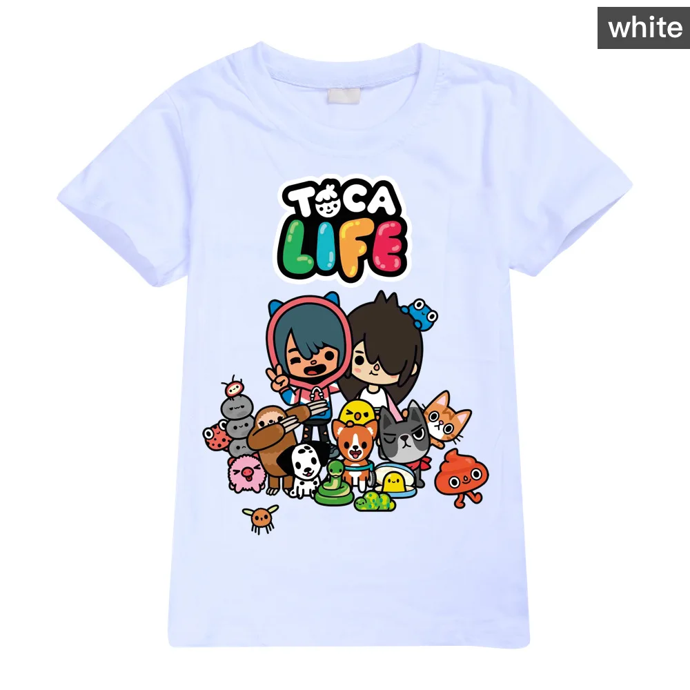 Funny Toca Life T-Shirt Kids Fashion Doll Printed Tees Toddler Girl 2024 Summer Cotton T Shirt Boys Short Sleeve Tops1871