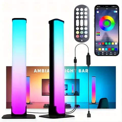 Barre luminose LED RGB intelligenti da 2 pezzi, retroilluminazione con sincronizzazione musicale con APP e telecomando, lampada ambientale per TV da gioco e arredamento della camera da letto