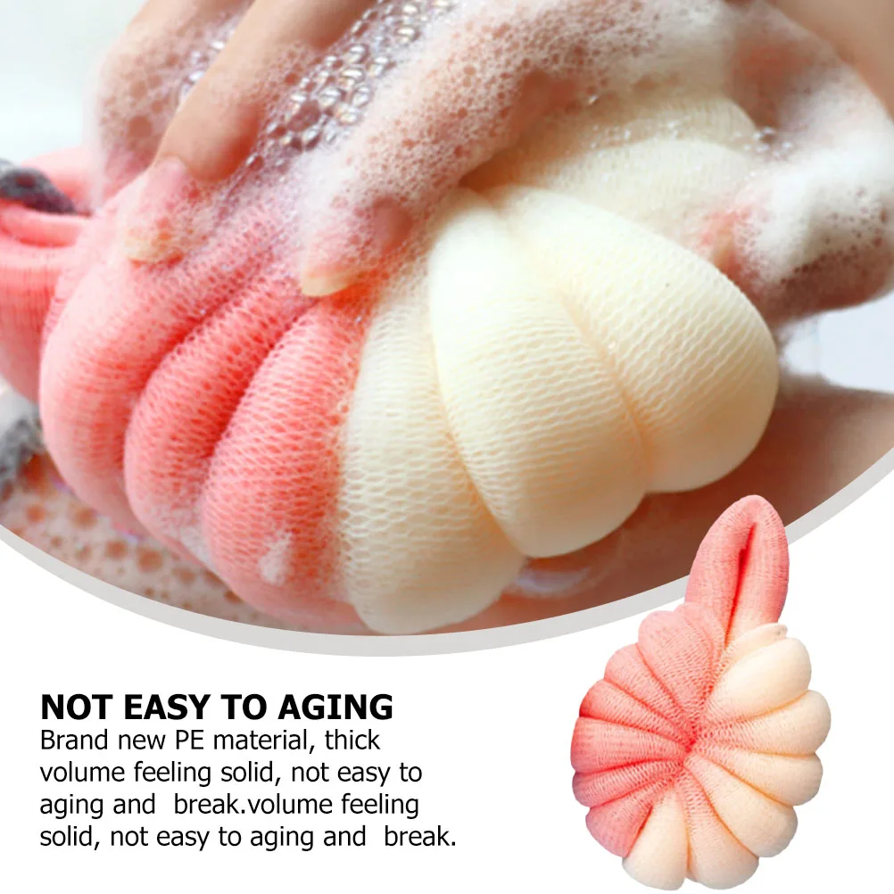 

2pcs Girls Bath Flower Thick Pe Material Durable Body Scrubber Mesh Nets Ball For Shower Bathing Bubble Making Ball Home