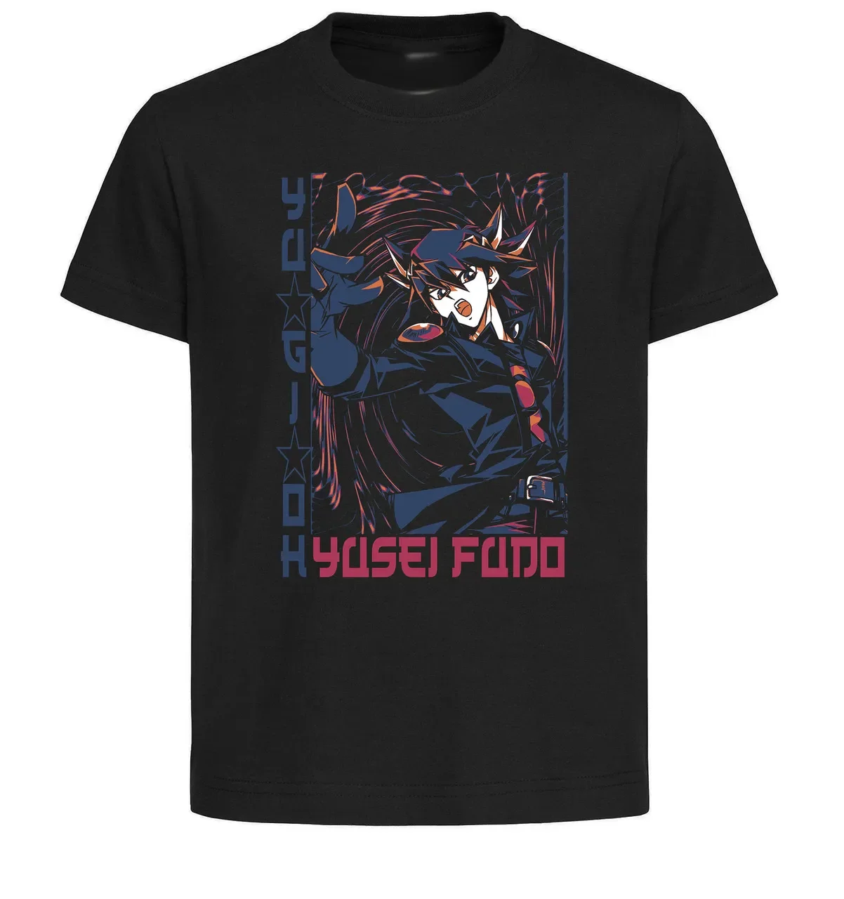 T-Shirt Unisex Black Japanese Style - Yu Gi Oh - Yusei Fudo - LL3518