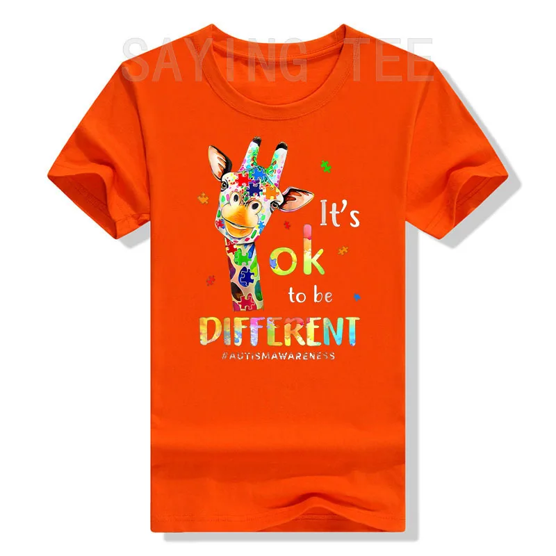 Autism Awareness T-Shirt Cute Giraffe Animals Be Differents Graphic Tee Tops Proud Autism Family Matching Outfits Novelty Gifts