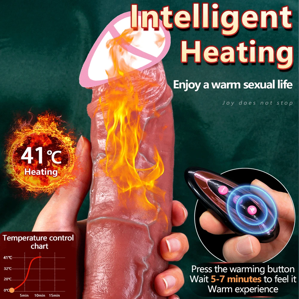 Huge Big Soft Vibrator Heating Realistic Dildo for Woman Men Wireless Telescopic Big Dick Masturbator Penis G Spot Sex Toys