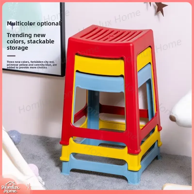 Thickened Stackable Plastic Stool for Adults Anti Slip Drop Proof Modern Simple Home Office Dorm Room Indoor Outdoor Use