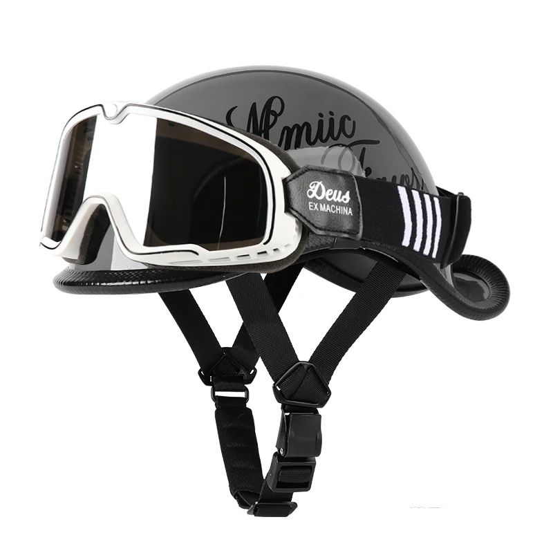 

VGV motorcycle Half helmet Goggles included Electric Vehicle bike Riding Locomotive for Cruiser Retro man women scooter street