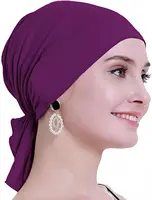 Nueva bufanda musulmana de bambú preatada, gorro de quimio para mujer, turbante para mujer, sombrero, pañuelo para la cabeza, pañuelos para el cáncer, accesorios para el cabello