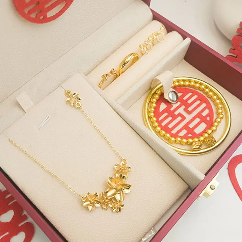 Imitation Three Gold Engagement Five Piece Jewelry Set for Runaway Princess Theme Photo Display Props and Fashion Accessories
