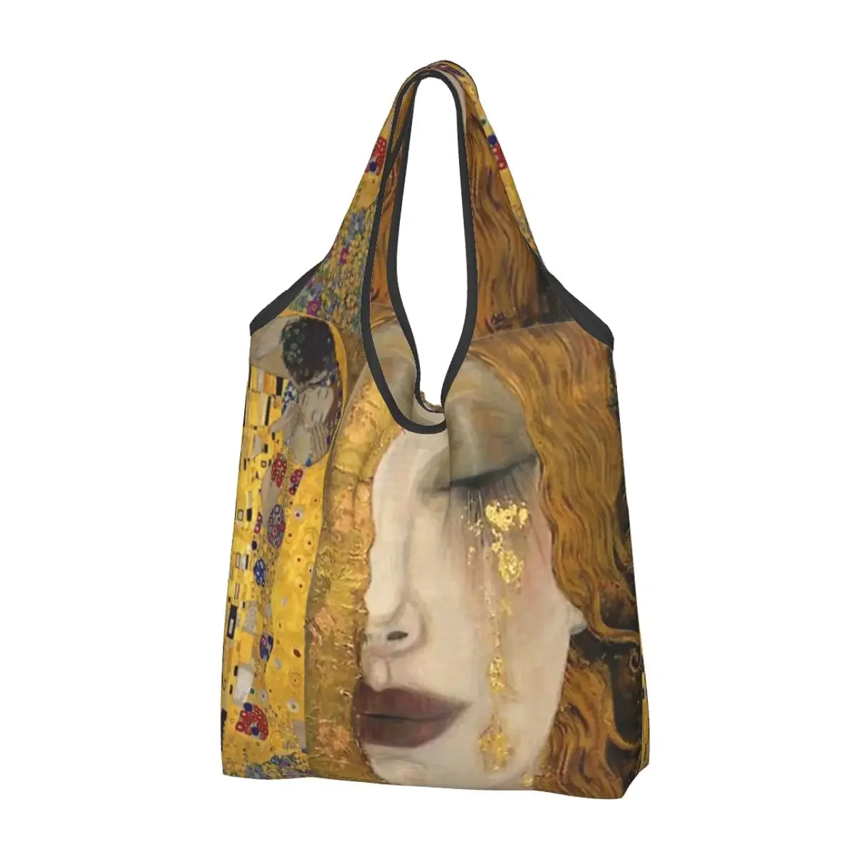 Gustav Klimt Boodschappentassen Duurzaam Groot Herbruikbaar Recycle Heavy Duty Freya's Tears Boodschappentas Wasbaar bevestigd etui