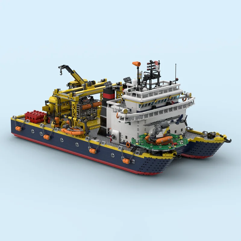 Nieuwe 8200 Stuks Moc Catamaran Onderzoeksschip Schip Stad Haven Modulair Model Diy Technologie Diy Creatieve Ideeën Speelgoed Cadeau Bouwsteen