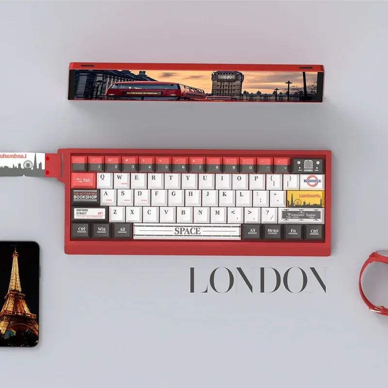 London Theme Keycap Set 155Key PBT Custom Personalized Retro Style Keyboard Cap Cherry Profile Key Cap for Mechanical Keyboard