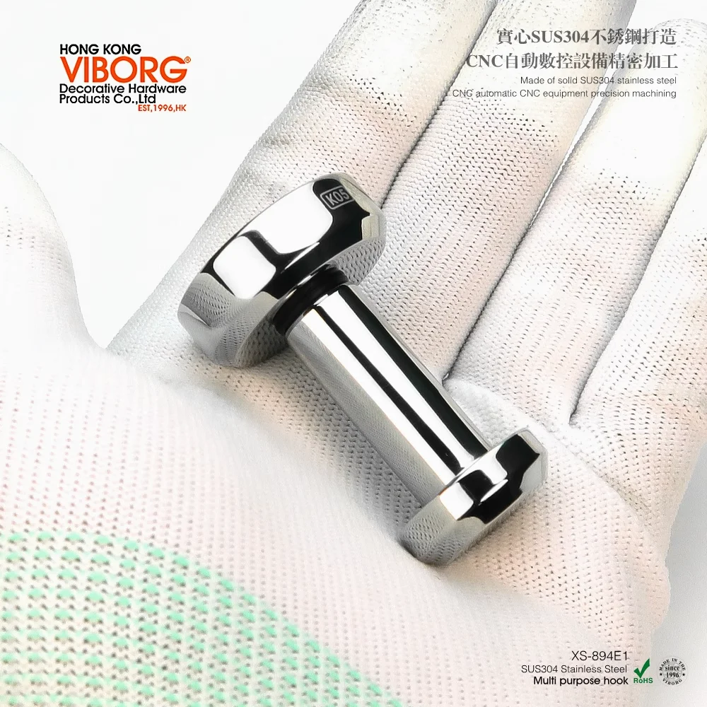 VIBORG 4 Pieces Solid 304 Stainless Steel Bathroom Shower Towel Hooks Clothes Coats Holder Hanger Kitchen Garden Outdoor Hooks