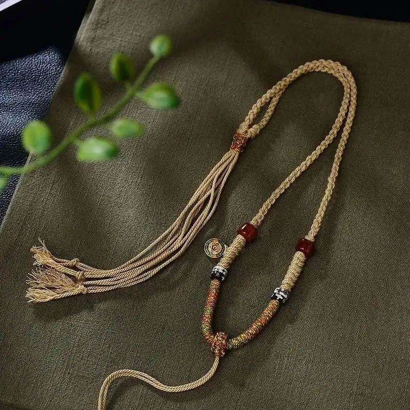 Hand-woven Cotton and Linen Hand Rope Tibetan Buddha Necklace Trendy Fashion Lanyard Vintage Adjustable Jewelry Multiple styles