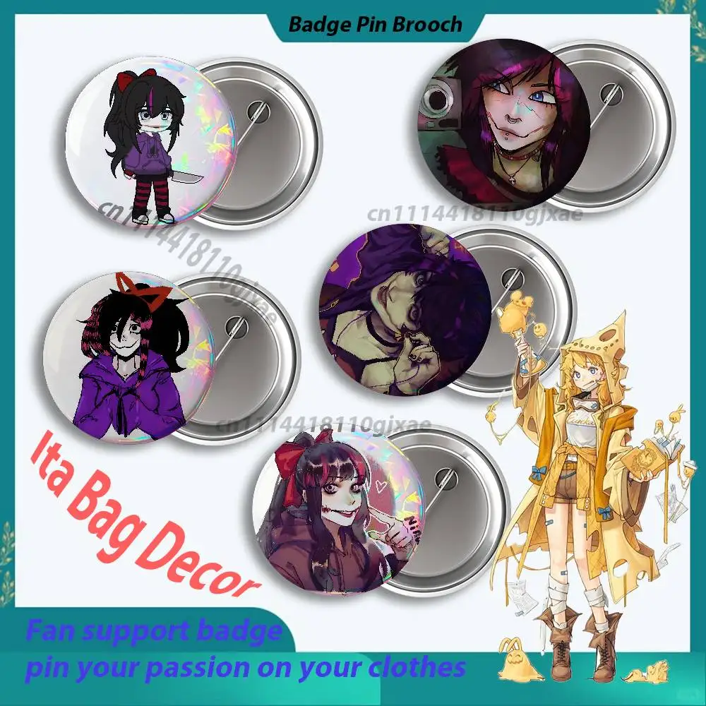 C-Creepypasta Killer Nina Badges25 32 44 58 75mm Round Cosplay Pin Bag Decor Fans Collect Friends Gifts Brooch Souvenir