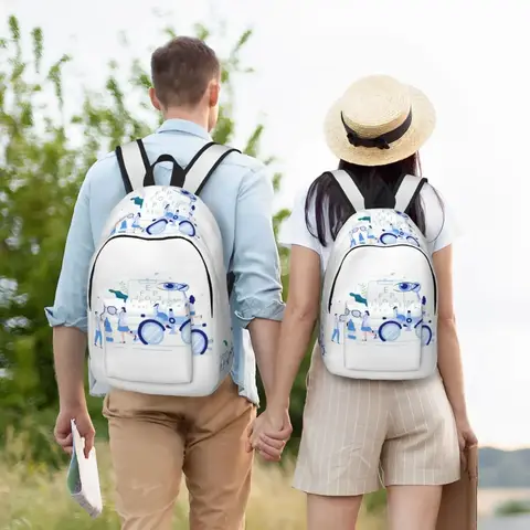 남성 여성을위한 눈 검사 캔버스 배낭 대학생 Bookbag 15 인치 노트북 안경 Snellen 차트 가방에 적합