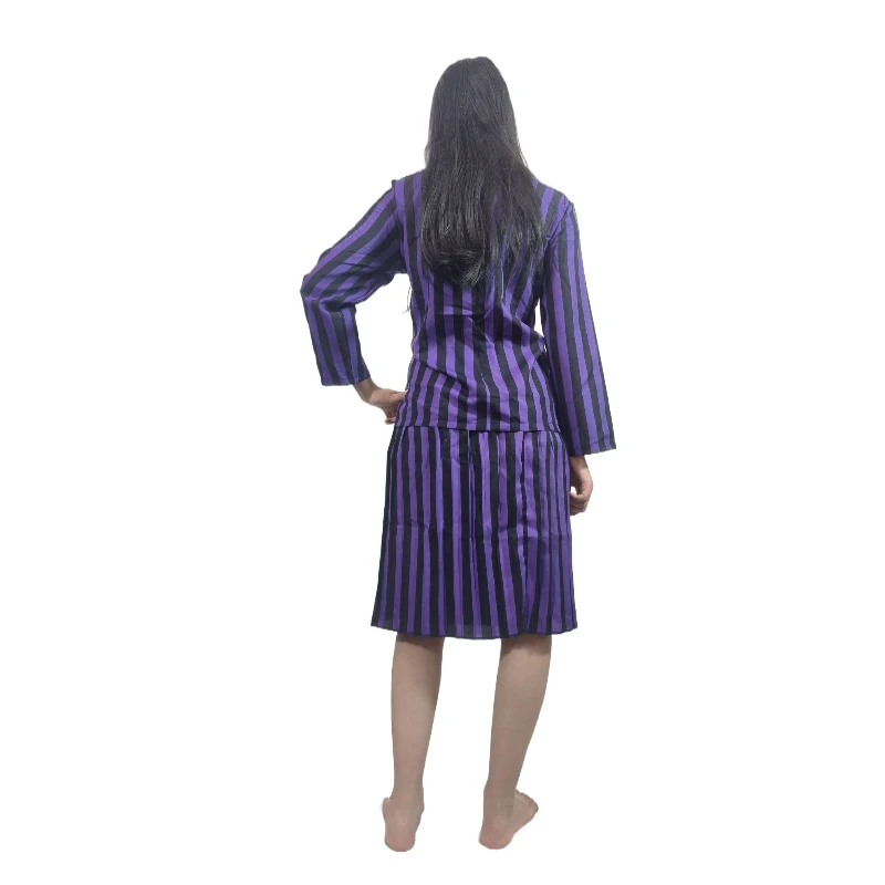 Movie Adult Women Wednesday Addams Cosplay Costume Dress Clothes Halloween Carnival Grey purple Suit Dress For Girls Role Play