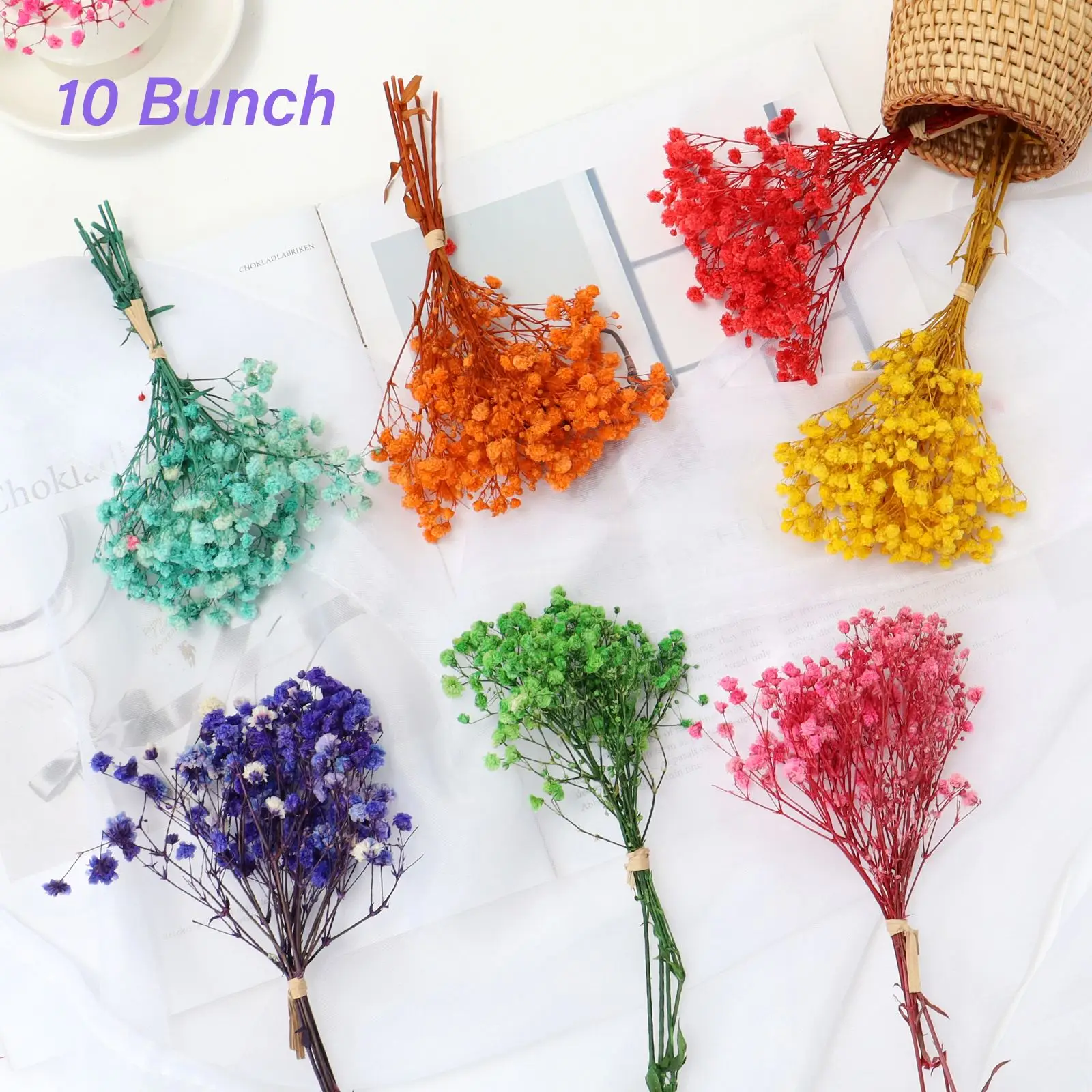 

10 Bunch Of Mini Natural Dried Flower Baby'S Breath Fresh Preserved Bouquet Decor Home Supplies Baby Shower Wedding Decoration