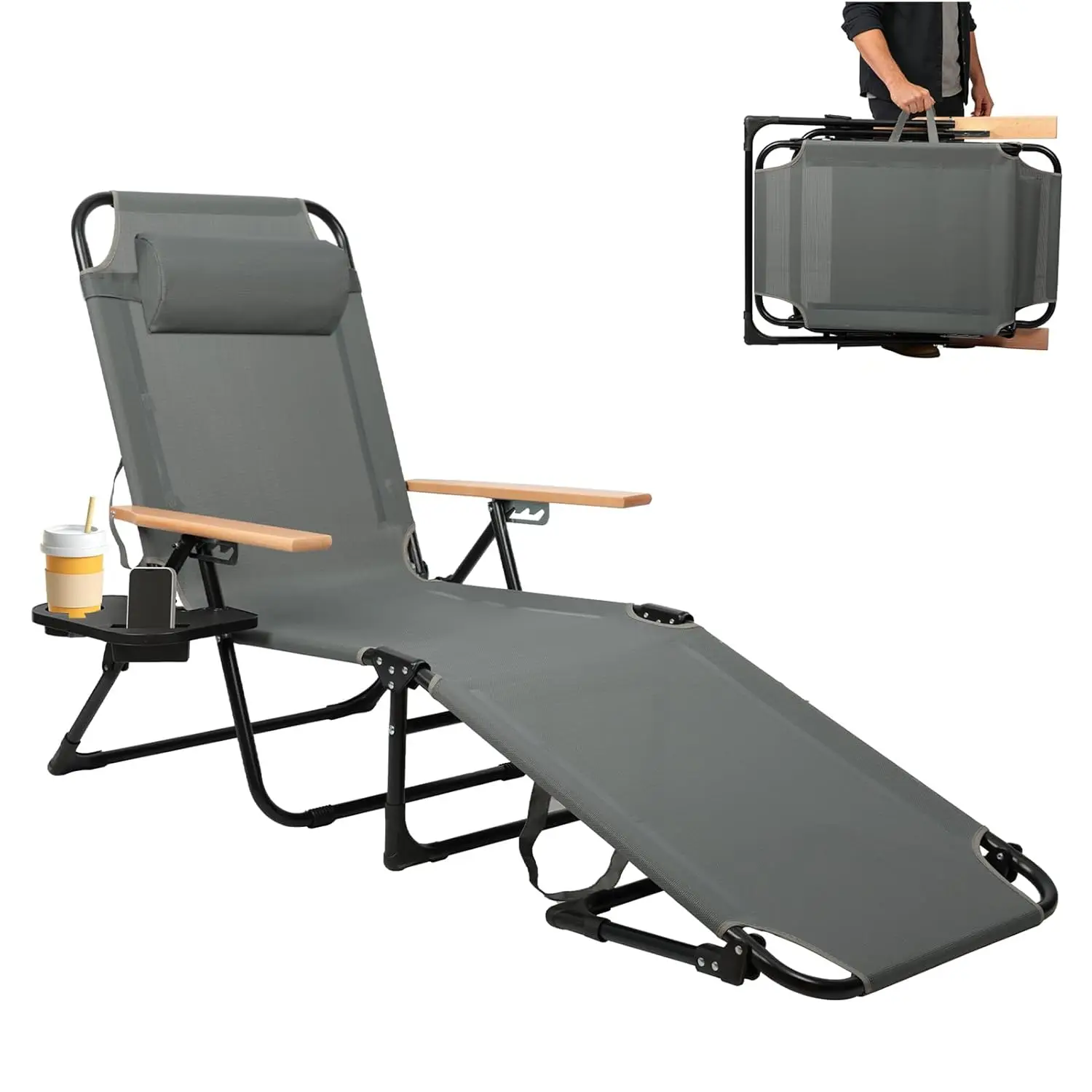 

Складное кресло-шезлонг для улицы, 4-позиционное регулируемое кресло для отдыха на открытом воздухе с деревянными подлокотниками, складное солнцезащитное кресло, на заказ