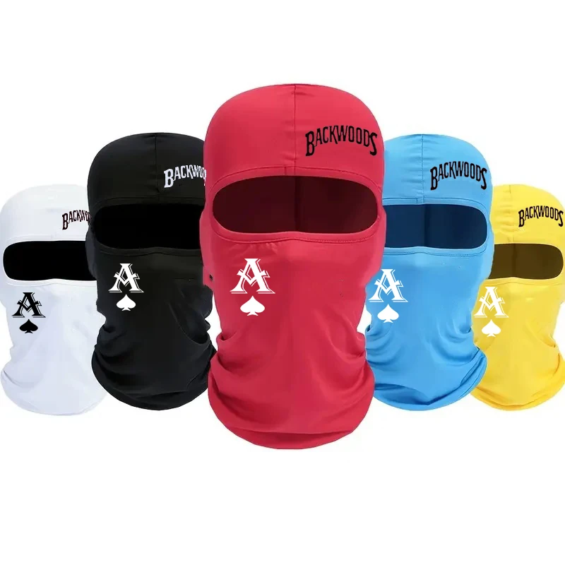 قطعة واحدة من عصابة الرأس المطبوعة بأحرف لركوب الدراجات في الهواء الطلق للرجال، قناع وجه عالمي عصري لجميع المواسم