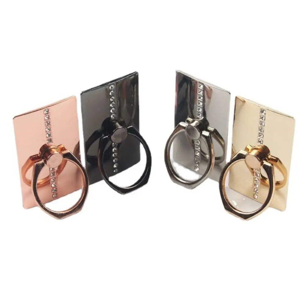 

Hand-free Mobile Phone Stand Ultra-thin Shining Diamond Square Finger Ring Holder Metal Rotatable Back Sticker Bracket Outdoor
