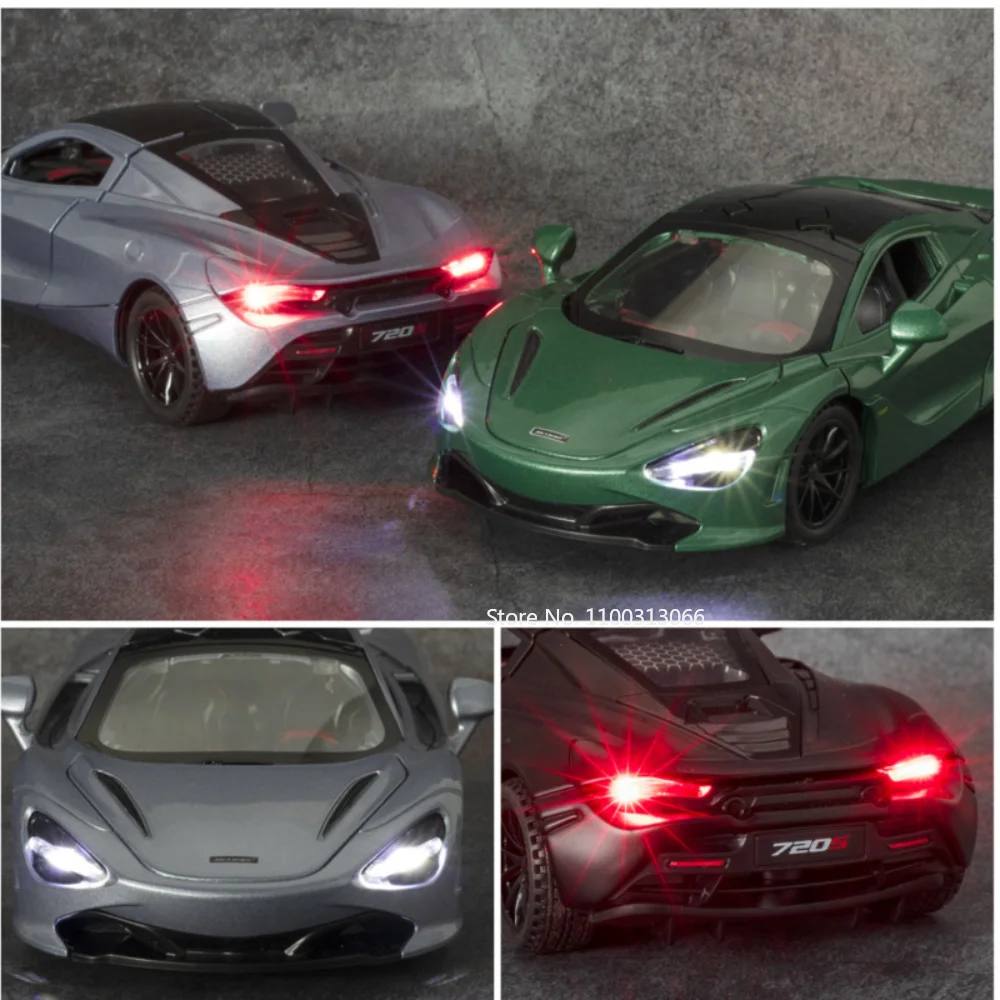 1/32 McLaren 720S Alloy Sports Car Model Diecasts Toy Metal Vehicles Model with Sound Light Doors Can Be Opened Car for Boy Gift