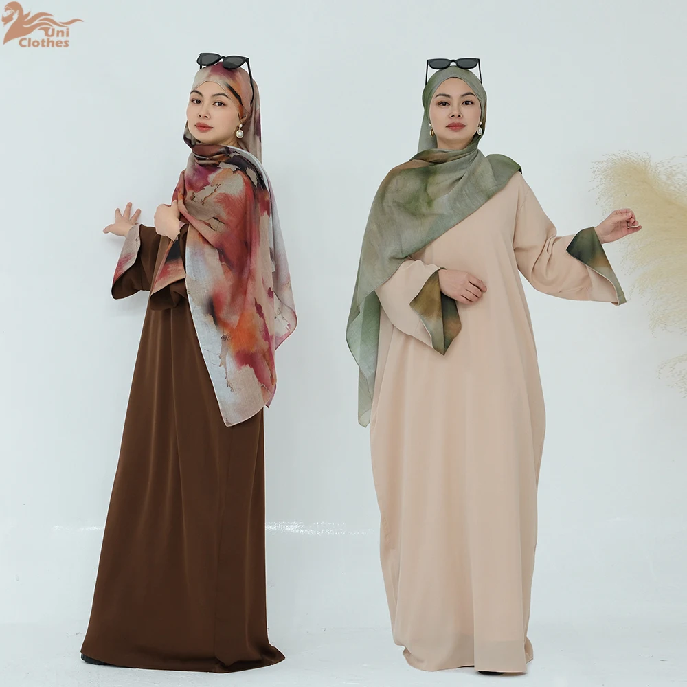 

Islamic Clothing 2026 Ramadan New Abaya Set Hijab Dress Slit Sleeve Nida Closed Abaya Women Muslim Dress With Printed Hijab
