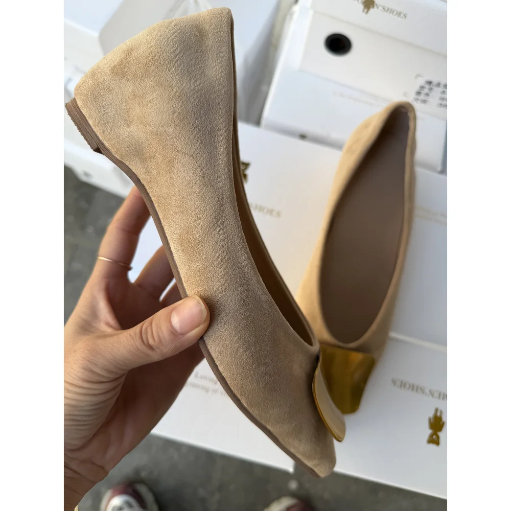 

Французские женские туфли с металлической квадратной пряжкой, с неглубоким вырезом, на высоком каблуке, с острым носком, для повседневной носки