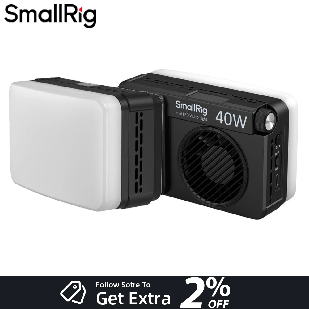 

SmallRig RM 40C mini LED Video Light with 4800mAh Side HD LCD Magnetic Diffuser/Grid 14 Lighting Effects 36000+ Colors RGB Ligh