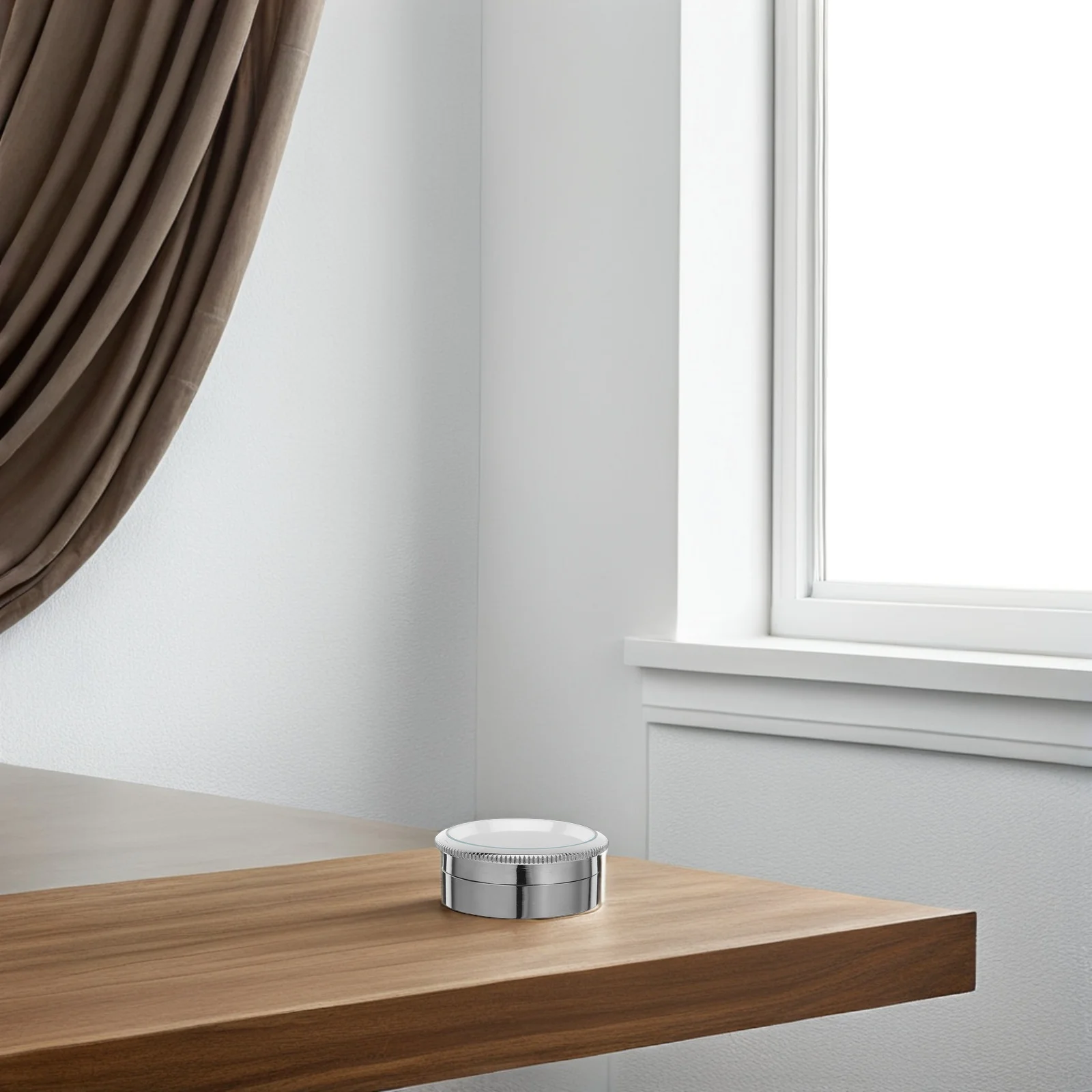 

Round Small Loose Gemstone Display Box Clear Top Lid Jewelry Show Case for Collectibles Silver Tone Gemstone Storage Container