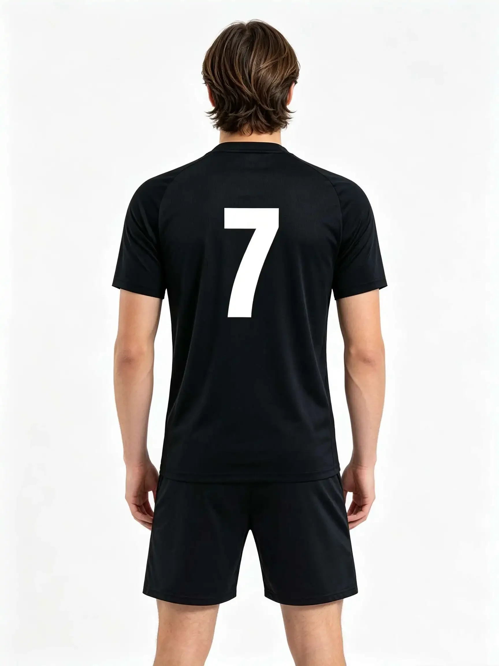 26/27 Unisex Blank Soccer 2‑Piece Set, Kids Adults Parent‑Child Kit, Custom black No. 9 10 for School Outdoor Team Sports 711510