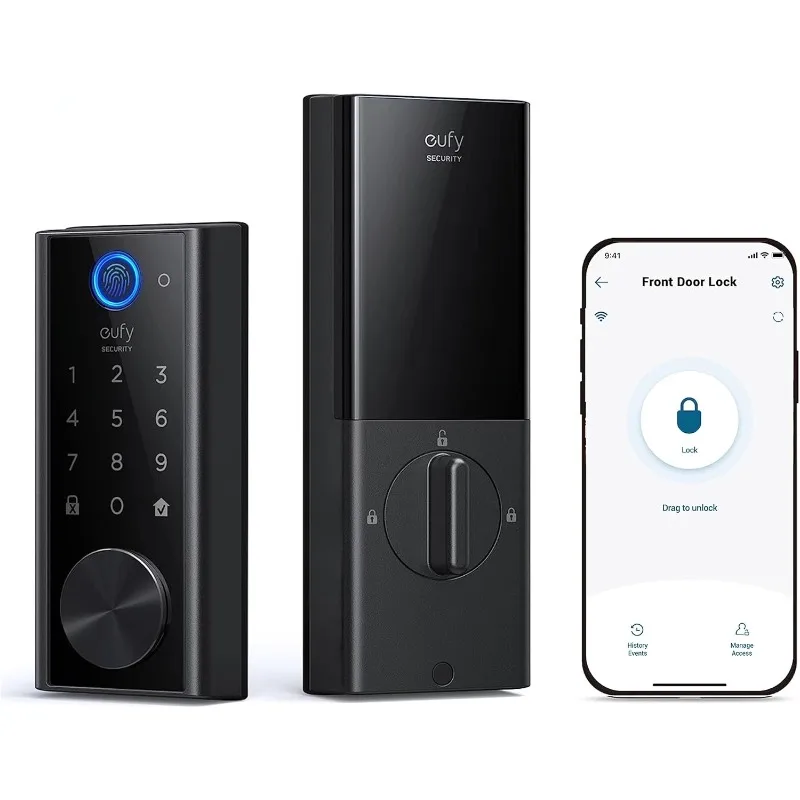 Smart Lock S230, Keyless Fingerprint Lock for Front Door, Easy Installation, Built-in Wi-Fi, Reliable App for Remote Access