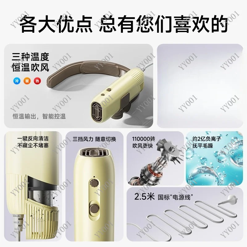 Wearable Neck Mount High Speed Pet Blower Hands-Free Portable Dog Cat Bath Dryer