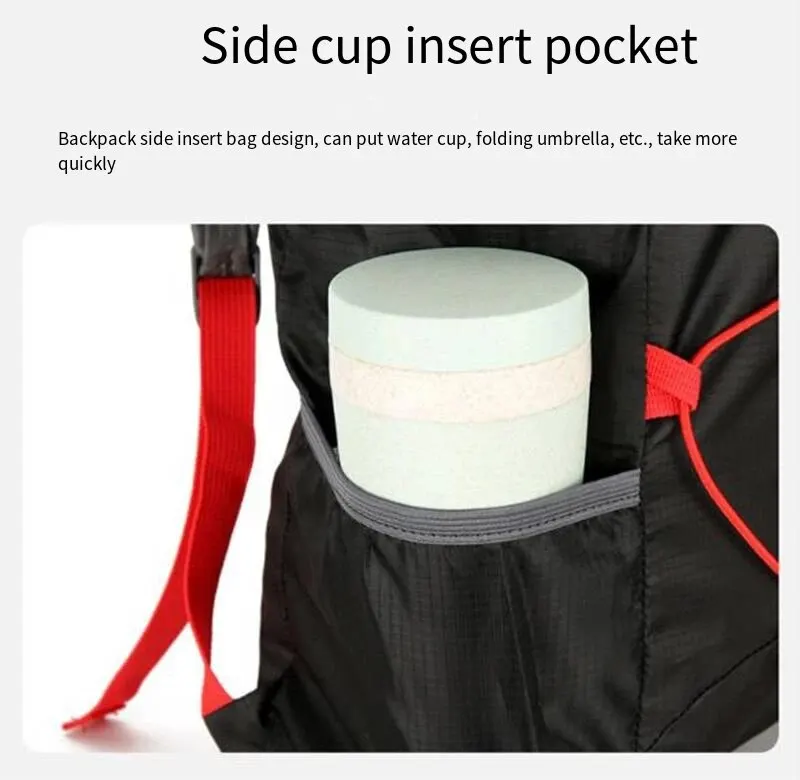Hochdichte Leichte Wasserdichte Nylon-Sporttasche, Multifunktionaler Outdoor-Faltbarer Rucksack Geeignet für Camping und Wandern – Detail 7